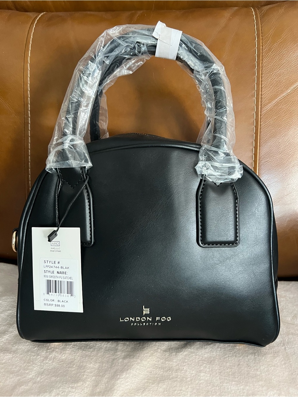 London Fog Black Dome Satchel Purse